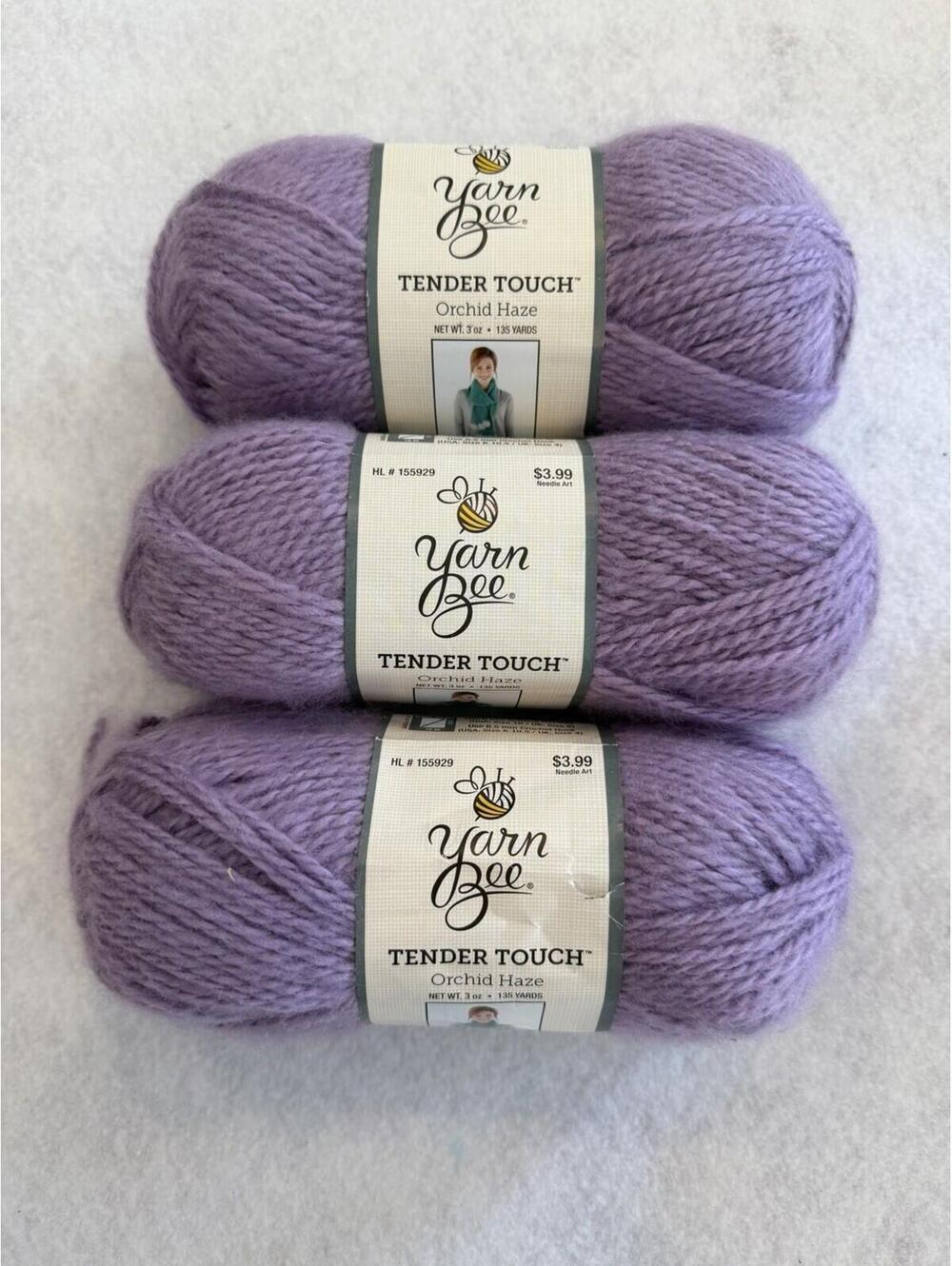 Yarn Bee Tender Touch Acrylic Yarn Orchid Haze #117  3oz Lot Of 3 New
